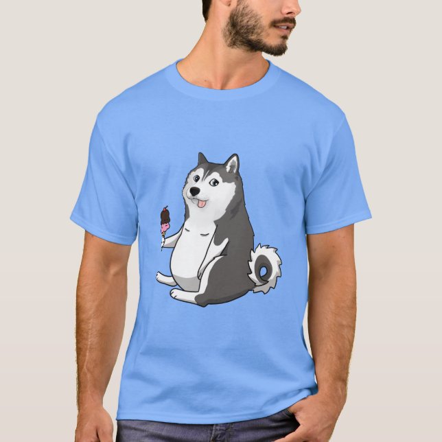 tjock husky doge meme t shirt (Framsida)