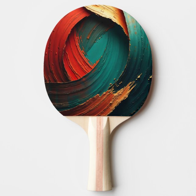 Tjock Impasto Oljemålad Abstrakt Pingisracket (Framsidan)