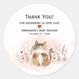 Tjock Kat Whimiscal Baby Shower Runt Klistermärke