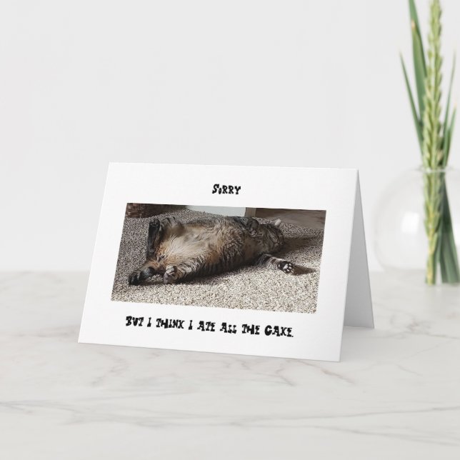 Tjock katt åt födelsekakan! kort (Framsida)