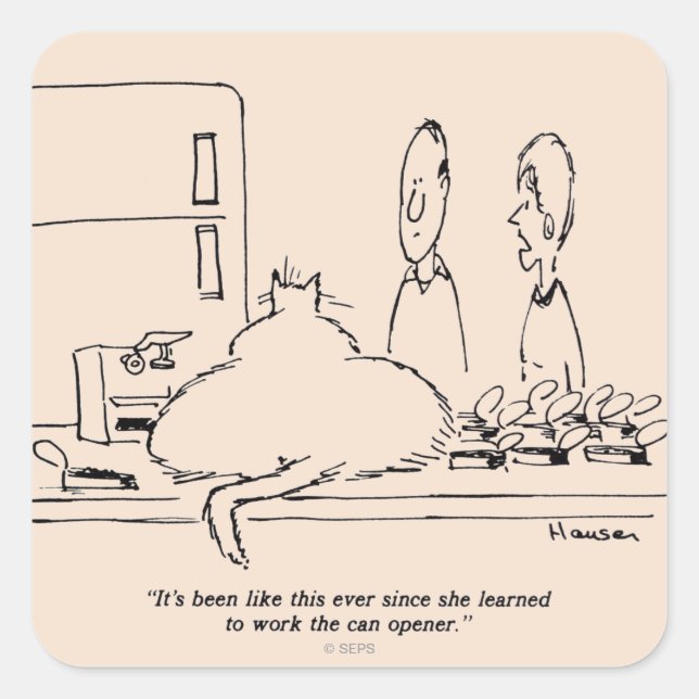 Tjock Katt Fyrkantigt Klistermärke (Framsida)