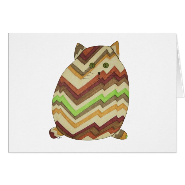 Tjock Katt Hälsningskort (Framsidan Horizontal)