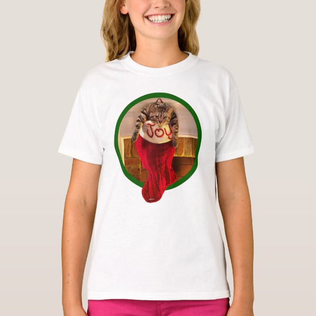 Tjock Katt i julklapp T-shirt (Framsida)