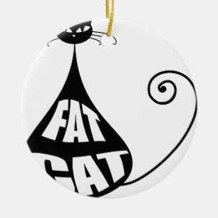 Tjock Katt Julgransprydnad Keramik