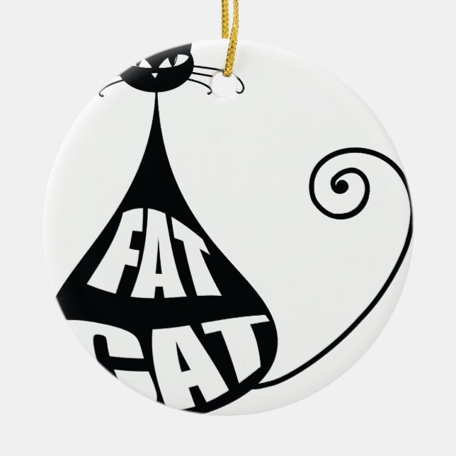 Tjock Katt Julgransprydnad Keramik (Framsidan)