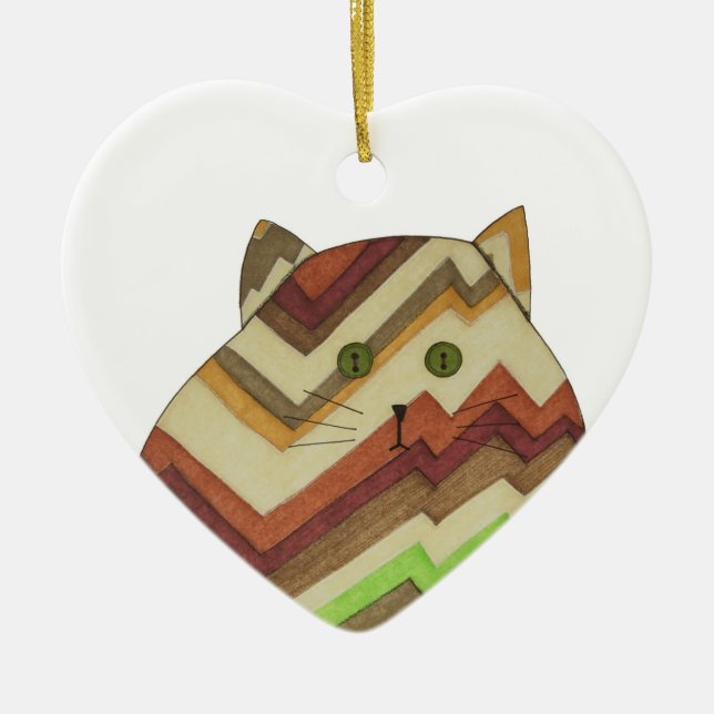 Tjock Katt keramiskt prydnadsföremål Julgransprydnad Keramik (Framsidan)