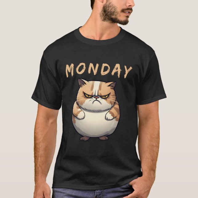 Tjock Katt måndag T Shirt (Framsida)