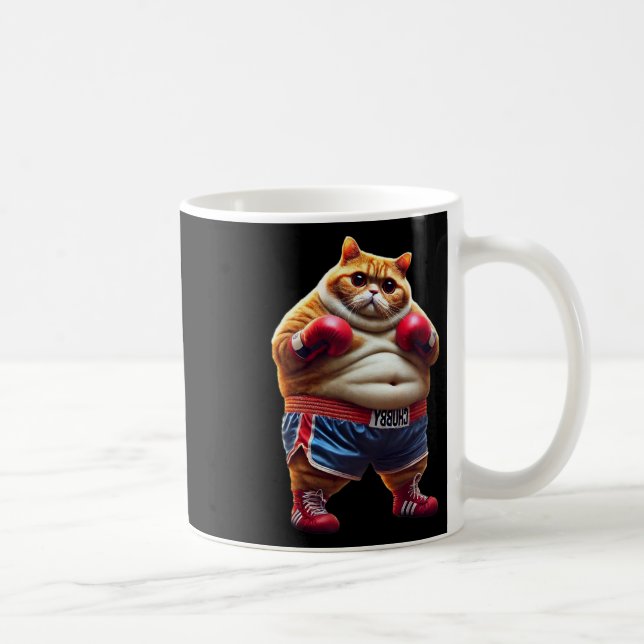 Tjock katt med boxing-handskar kaffemugg (Höger)
