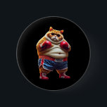 Tjock katt med boxing-handskar knapp<br><div class="desc">Tjock katt med boxing handskar av anime meme Manar Kvinnor flickor Kids</div>