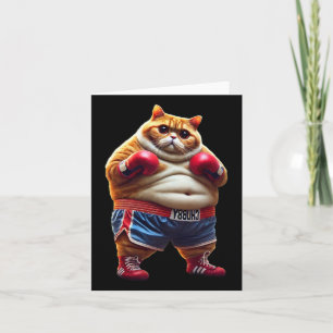 Tjock katt med boxing-handskar kort