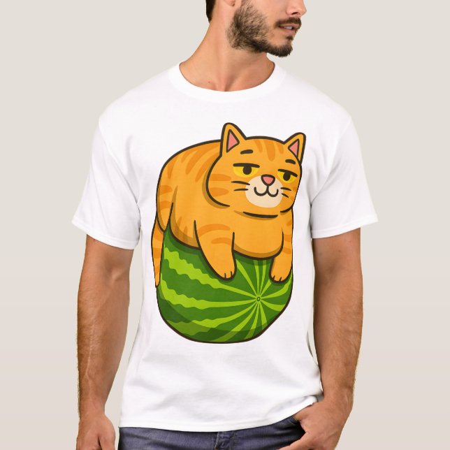 Tjock Katt på Vattenmelon Meme Tröja (Framsida)