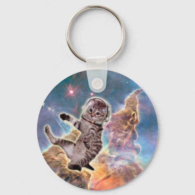Tjock kattastronaut nyckelring (Framsida)