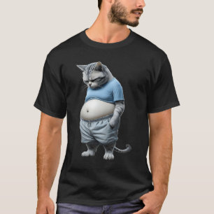 Tjock Kittat Knubbig Katt i Sportkläder som känner T Shirt