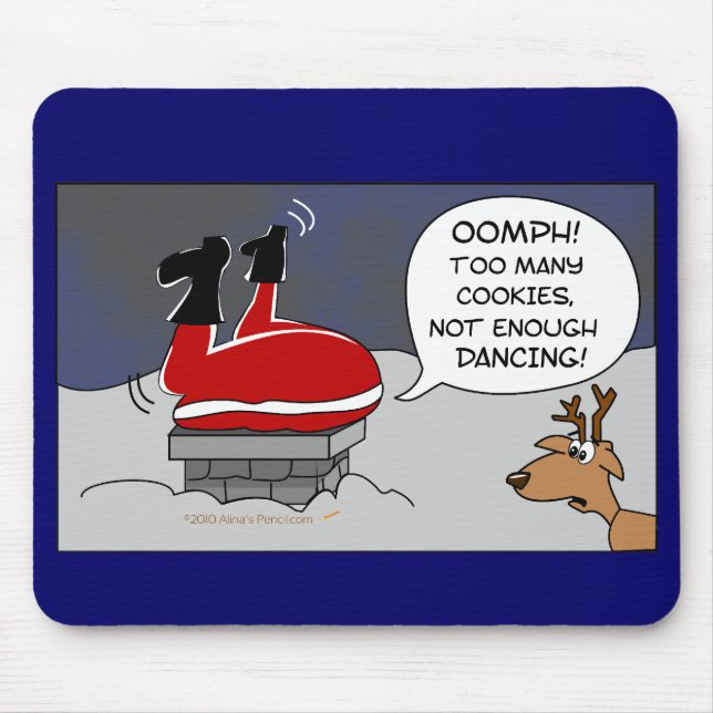 Tjock klibbad Santa rolig jul som dansar tecknaden Musmatta (Framsidan)