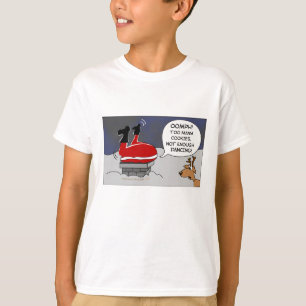 Tjock klibbad Santa rolig jul som dansar tecknaden T Shirt