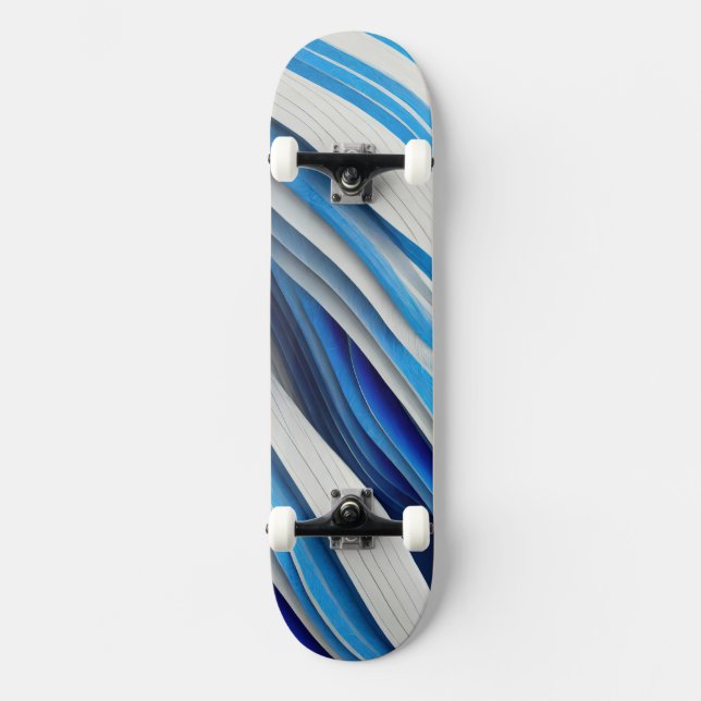 Tjock kurvform i blått och vitt mini skateboard bräda 18,5 cm (Framsida)