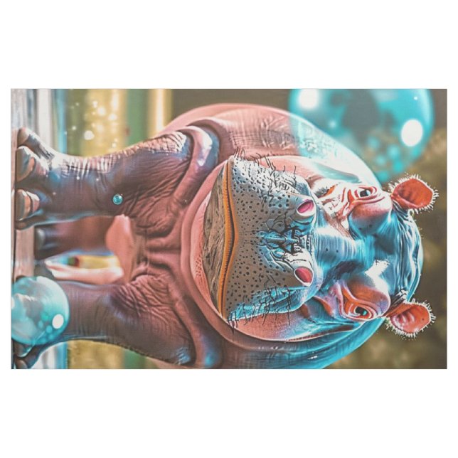 Tjock Kvartal Viktigt Hippos Bubbles Rosa BLue Tyg (Fat Quarter)