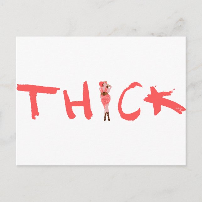 Tjock kvinna i en polkuddpunkt vykort (Framsida)