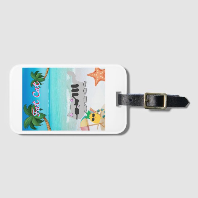 tjock märkre för kattsemester bagagebricka (Framsida horisontal)