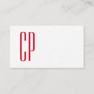 Tjock modern vit monogram Professionell Plain Visitkort