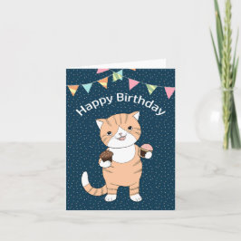 Tjock Orange Tabby Ginger Cat med muffinsar födels Kort