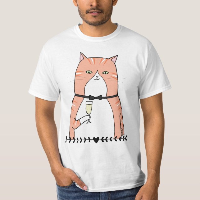 Tjock Orange tabby katt Big Ginger Tom Cat Cheers T Shirt (Framsida)