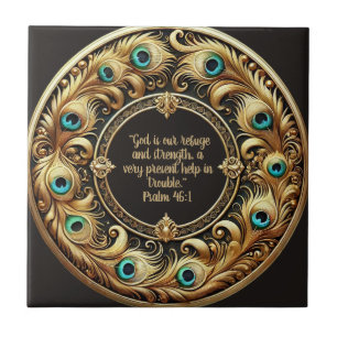 Tjock Peacock Feather Ram Bible Verses Kakelplatta