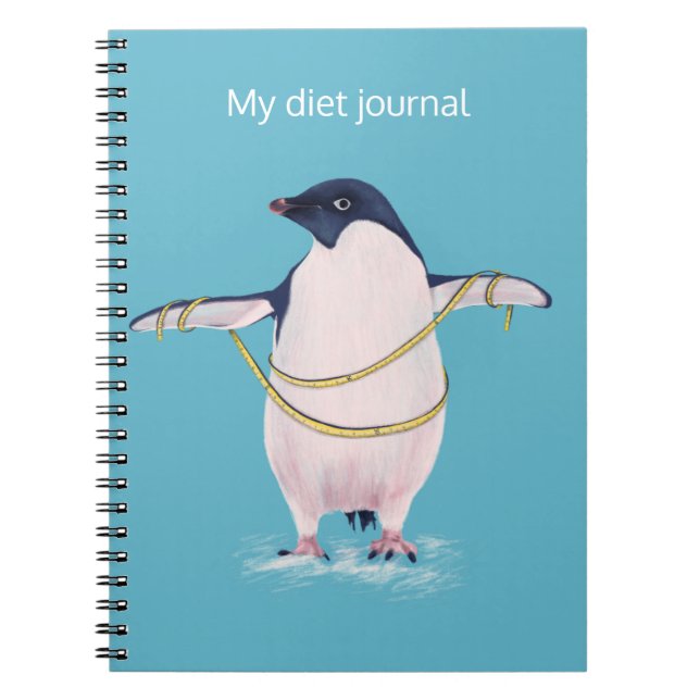 Tjock Penguin på dietburk (Cute Funny Bird) Anteckningsbok (Framsidan)