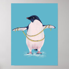 Tjock Penguin på dietburk (Cute Funny Bird) Poster