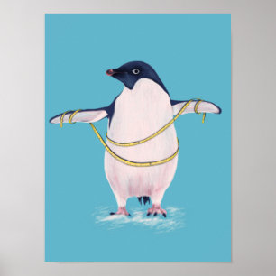 Tjock Penguin på dietburk (Cute Funny Bird) Poster