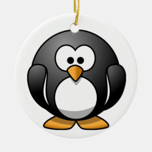 Tjock Penguin Tecknad Ornament