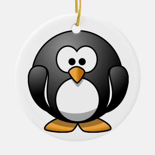Tjock Penguin Tecknad Ornament (Framsidan)