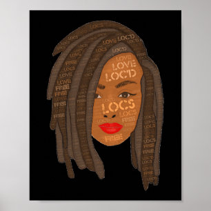 Tjock platsbild svart Woman Dreadlock Art Poster