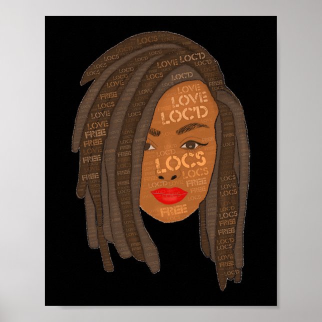 Tjock platsbild svart Woman Dreadlock Art Poster (Framsidan)