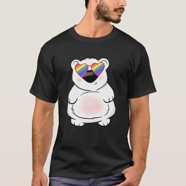 Tjock Polar Bear Lgbt Saker Tonåring Girl Rainbow  T Shirt (Framsida)