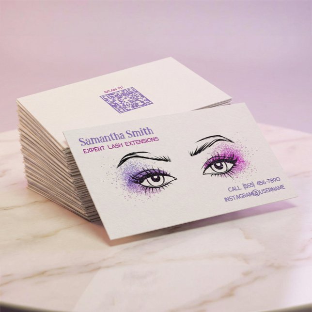 Tjock premie för 💋 tjock radstöt texturerad visitkort (Lash Brow Tech Business Cards)