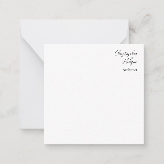 Tjock professionell Black White Plain Architect Anteckningskort (Framsida)