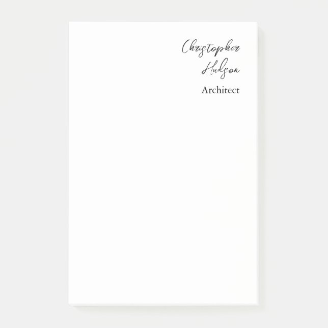 Tjock professionell Black White Plain Architect Post-it Block (Framsida)