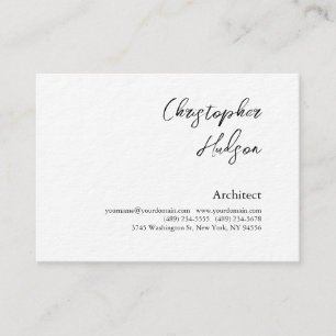Tjock professionell Black White Plain Architect Visitkort