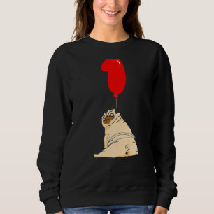 Tjock Pug 1:a födelsedag Barn Balloon Party T Shirt