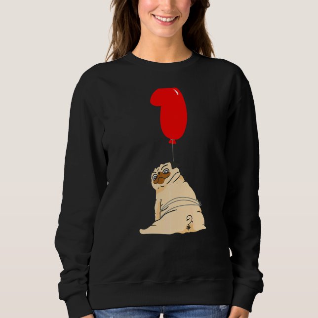 Tjock Pug 1:a födelsedag Barn Balloon Party T Shirt (Framsida)