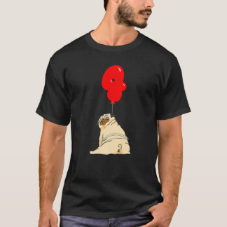 Tjock Pug 4-års födelsedagsfest för barn med ballo T Shirt