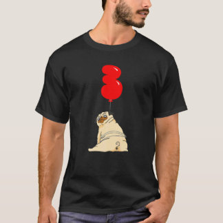 Tjock Puggleks 3-års födelsedagsballongfest för ba T Shirt