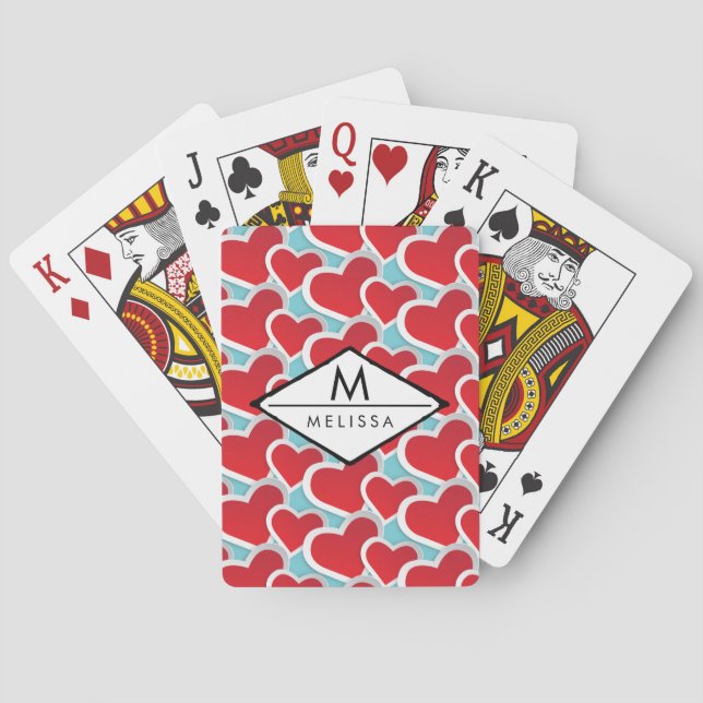 Tjock Red Hearts Upprepande Mönster Cute Casinokort (Baksidan)