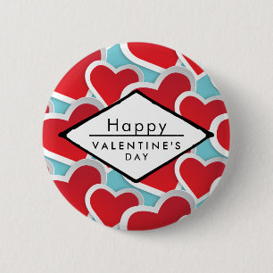 Tjock Red Hearts Upprepande Mönster Cute Knapp