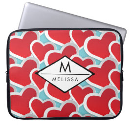 Tjock Red Hearts Upprepande Mönster Cute Laptop Fodral