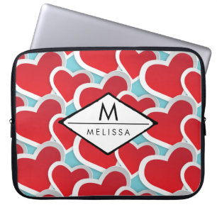 Tjock Red Hearts Upprepande Mönster Cute Laptop Fodral