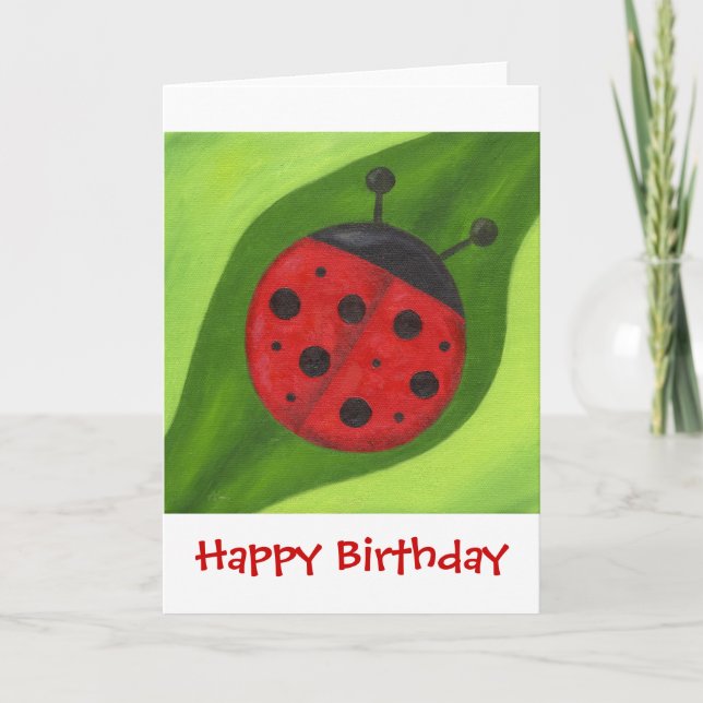 Tjock Red Ladybug Birthday Card Kort (Framsida)