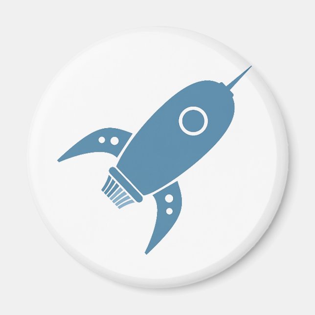 Tjock Retro Rocket Frakt Blue Magnet (Framsidan)