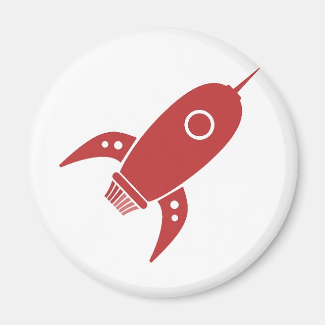 Tjock Retro Rocket Frakt Red Magnet (Framsidan)
